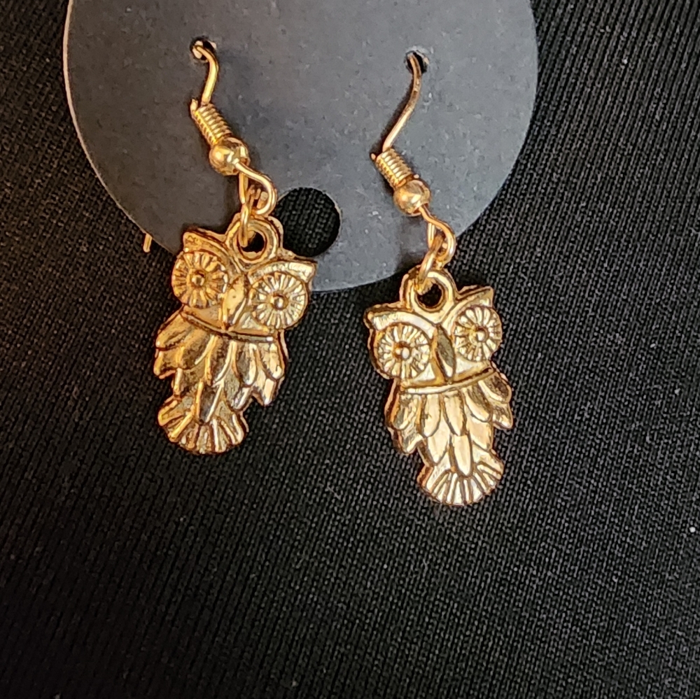 Gold-Plated Owl Earrings